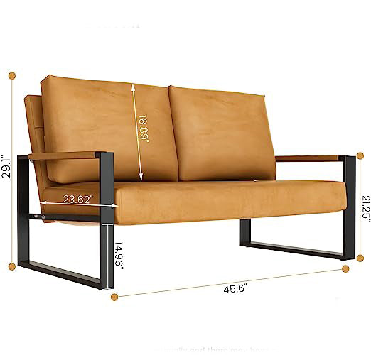 Sofa , Memory Foam Convertible Futon Couch with Adjustable Backrest & Armrests, Metal Legs, Modern Loveseat Sleeper