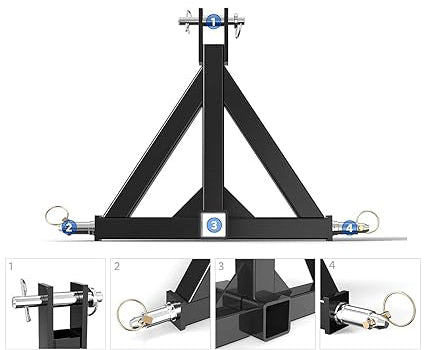 Trailer Hitch adapter is made of heavy duty steel construction. Strong gloss black powder coated finish. Trailer Hitch Receiver Heavy Duty Tractor Drawbar Adapter Quick Hitch Category 1 Compatible with BX,