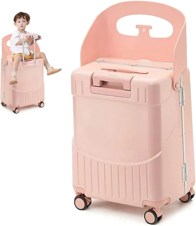 designed compartments help keep everything organized, making packing stress-free.Suitcase for Kids, 20- Inch Lockable Carry- on Suitcase, Suitcase with Seat, VERY Lightweight Suitcase for Travel