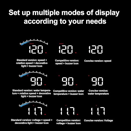 Battery Voltage, Mileage Measurement -  Heads Up Display for Cars,3.5 Inch HUD OBD2 Interface Windshield Projector Digital Speedometer Mph,