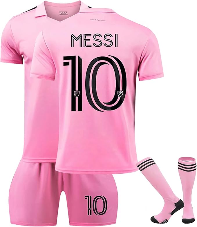 The comfortable and fast-drying polyester jersey fabric guarantees your child's comfort and dryness during their soccer adventures, Trendy Football Kit for Soccer Enthusiasts with Shorts and Socks for Boys and Girls
