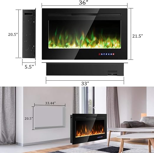 touch screen control panel. A variety of flame color and brightness settings, temperature settings from 62℉ to 82℉and