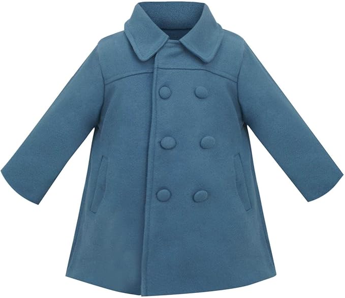 Long sleeve, double breasted, solid color, warm pea coat, baby trench coat, can match with the sweater, sweatshirt, dress, hat and scarf etc. Easy wear or take off. Coats Cloak Button Jacket Clothes Outerwear Clothes Winter Trench Peacoat