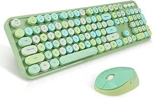 104-key Punk Suspension Keycap; vintage keyboard Smooth Typing and Sensitive Response, 2.4G USB Ergonomic Keyboard and Mouse Combo for Computer, Laptop, PC Desktops,
