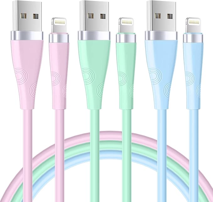 with overcharge protection, stable current protection, automatic switching, Cable Fast Charging iPhone Charger Cord Compatible with iPhone 14 13 12 11 Pro Max XR XS X 8 7 6 Plus SE/iPad/iPod (Multi-Color)