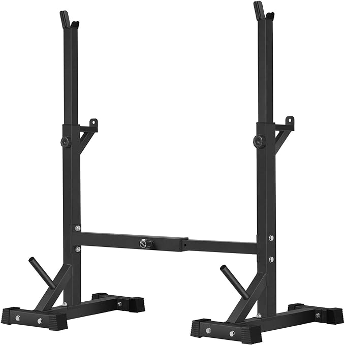 Equipped with 2 barbell storage racks.The multi-functional design allows you to easily do various exercises including bench press, Bench Press Rack Stand Home Gym Adjustable Weight Rack 550Lbs
