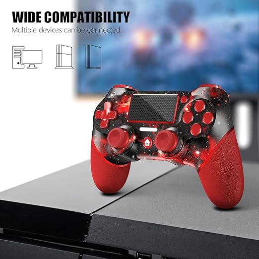explosion with hand-vibrating double Vibration response.and built-in 600mAh battery,Universe Design with Anti-Slip Grip,Compatible with PS4/Slim/Pro/PC with Double Vibration/6-Axis Motion Sensor/Audio Function