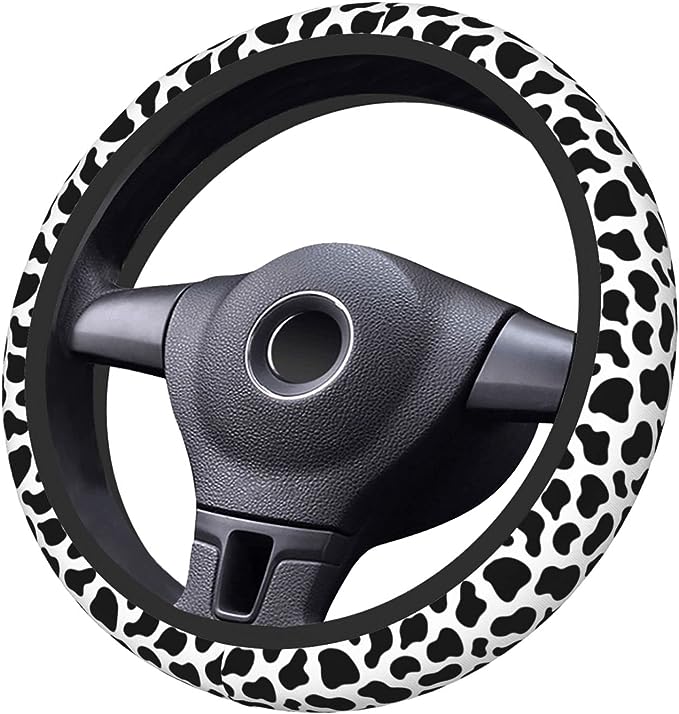 Steering Wheel Cover,  Cow Skin Print, Keep your safety all the item. A better grip on the wheel gives you more control on the road. Protected Your Hands and original steering wheel