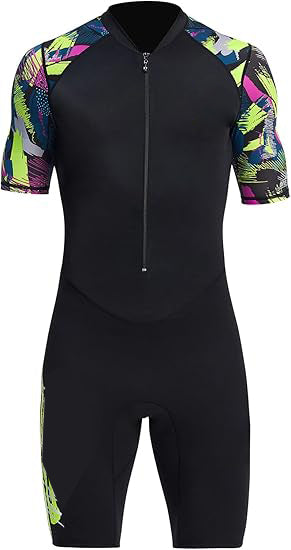 Wetsuit Summer Snorkeling Scuba Diving Suit Long/Short Sleeve, This shorty wetsuit is composed to 2 parts. The main upper body is made of 1.5mm thick