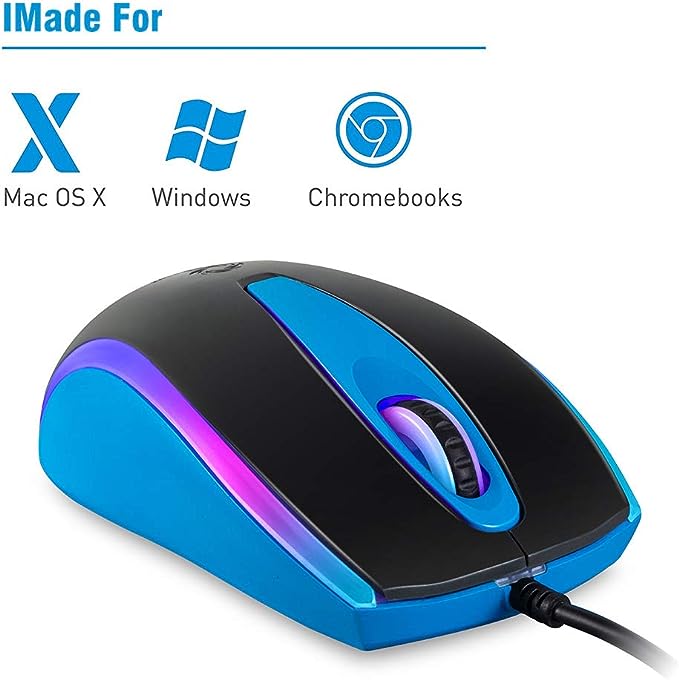 Wired Mouse, 1200DPI, Rainbow Breathing Light, USB Computer Mouse, Mouse with rainbow light ,Precise tacking and easy selction, No need to install any other drivers or software.