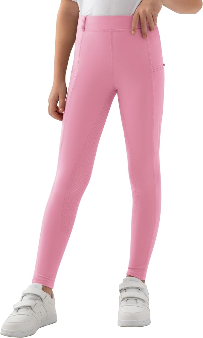 - Kids girls riding pants with 4 way stretch fabric,breathable and durable,ensure freedom during horse riding and riding trainning,  Equestrian Breeches Active School Pant