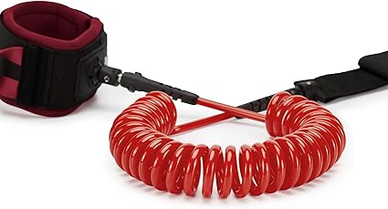 6mm Neoprene Ankle Cuff, 10ft Coiled SUP Paddle Leash for Longboards, Inflatable Paddleboard-strong enough to handle the longest and heaviest boards, which can be stretched up to 5 times the coiled length in use,