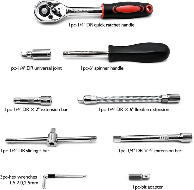Tools Kit for Automotive Repair & Household, Metric Socket Set with Storage Case