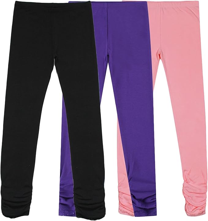 These girl leggings are suitable for both athletic activities and everyday wear, Legging for School: Kid Toddler Yoga Dance Cotton Tights 3pcs Set
