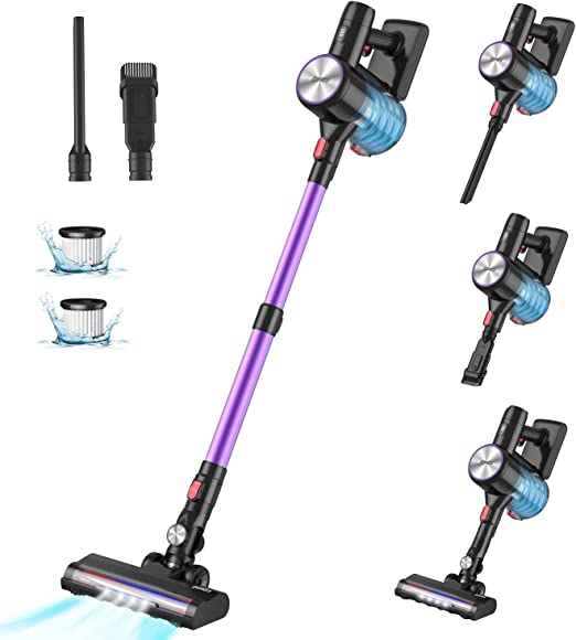 Hi-Speed Brushless Motor, 28Kpa Suction, and up to 40 Minutes Runtime - 6-in-1 Lightweight Design with LED