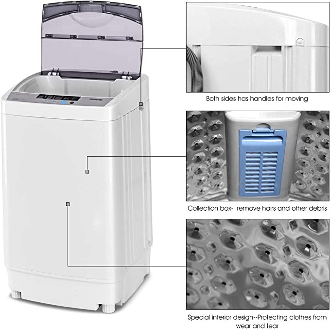 Full-Automatic Washing Machine Portable Compact 1.34 Cu.ft Laundry Washer Spin with Drain Pump