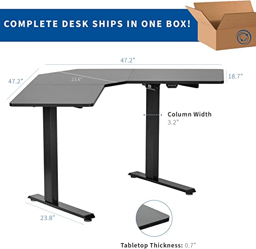 Black 3-Piece Table Top, electric Height Adjustable DESK