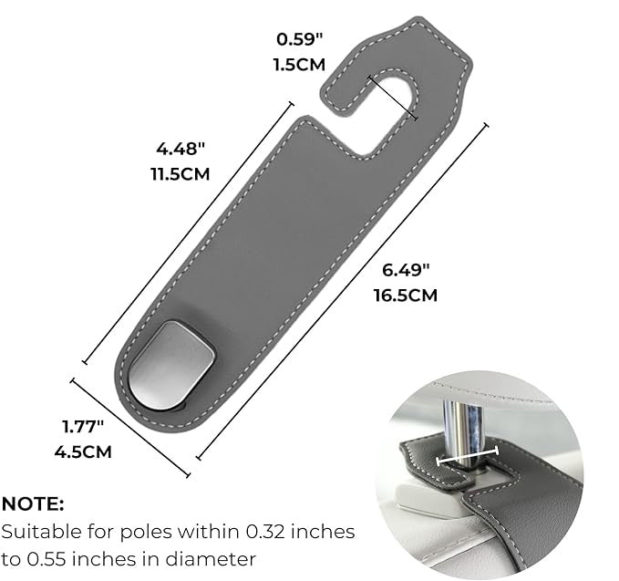 Car Organization Accessories  2 Pack Leather Car Seat Hooks