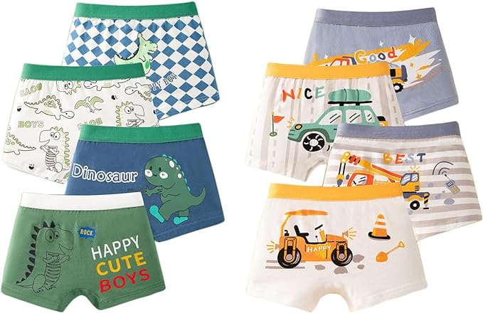 front part made of two layer cotton fabric. NO OPEN in front. little Boys Underwear Training Soft Modal + Cotton Boxer Briefs Pack