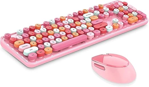The keyboard comes with 12 convenient shortcut keys. USB Wireless Connection Retro Keyboard with Numeric Keypad and Optical Mice Set Colorful Keyboard and Mice for PC/Laptop/Mac/Windows XP/7/8/10/11