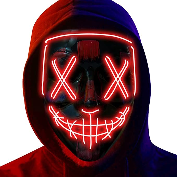 Clip the power pack to your pocket or onto your clothing.Light up Mask Scary mask for Festival Cosplay Halloween Costume Masquerade