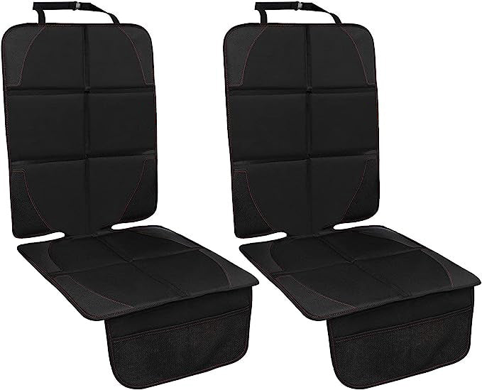 2 Pack Black car seat protector made with enhanced waterproof 600D polyester fabric material, easy to install and remove .no need to spend much time on cleaning works, You just prepare a damp cloth, stains can be wiped off easily.