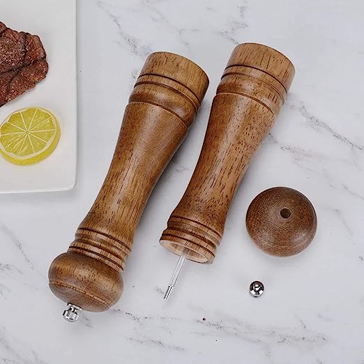Salt and Pepper Grinder Set, Wooden Salt Pepper Mill Grinders Kitchen Manual Wood Pepper Mills Set