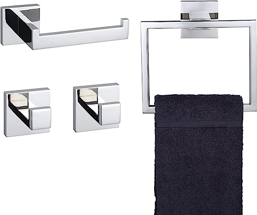 Hardware Set Bath Towel Bar Toilet Roll Paper Holder Towel Ring Robe Hook Stainless Steel Wall Mounted,