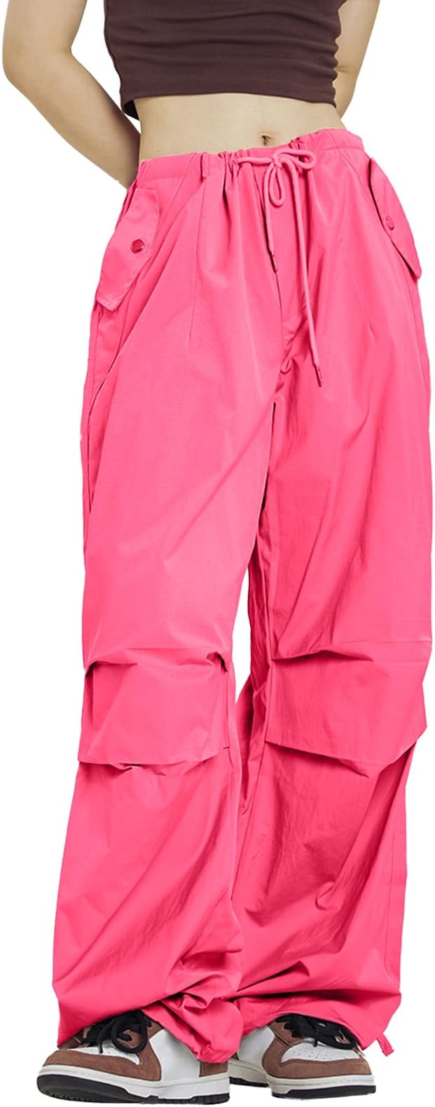 side cargo pockets to hold your essentials, Pleated detail on the knees, Trousers with Pockets Harajuku Jogger Pants