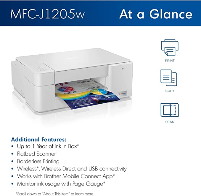 Brother MFC-J1205W INKvestment Tank Multifunction Colour Inkjet Printer