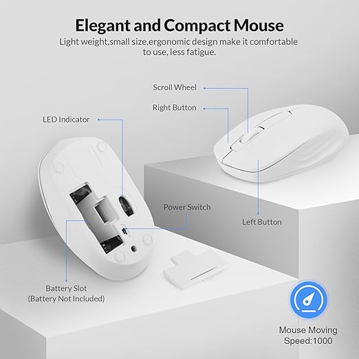 Wireless mouse with DPI 1000 to provide a comfortable moving when you are working or scanning the web, Computer Keyboard Mouse, Wireless Mouse,Quiet-Typing Keyboard and Mouse Set,PC Keyboard Mouse for School,Office,PC