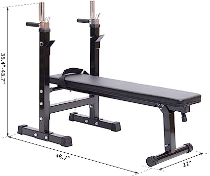 Olympic Folding Weight Bench with Squat Rack Workout Bench Adjustable Barbell Rack Stand Strength Training Home Gym Multi-Function