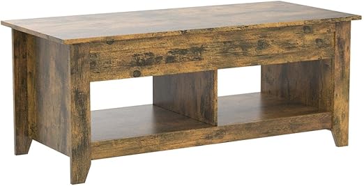 The metal adjustment mechanism helps lift the tabletop from 49cm/19.5’’ to 62cm/24.5’’ easily and without noise.Lift Top Coffee Table with Hidden Storage Compartment & 2 Open Shelves,