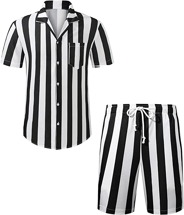 Men's Hawaiian Sets, Casual Button Down Short Sleeve Men's Shirt And Short Set Beach Shirts Sets, 2 Piece Outfits