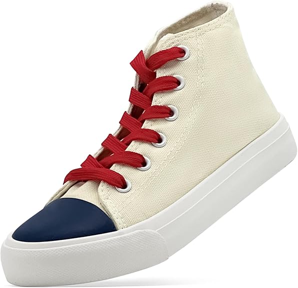Classic lace-up design toddler canvas fashion shoe for girls with jeans, shorts, skirts, dresses, etc. The high top kids shoes suitable any occasion, any seasons, like school, walk, daily, parties, indoor and casual outdoor wearing.