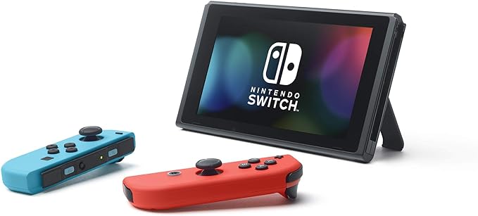 The Nintendo Switch and Dock connects the system to the TV and lets you play with your family and friends  Switch with Neon Blue and Neon Red Joy‑Con