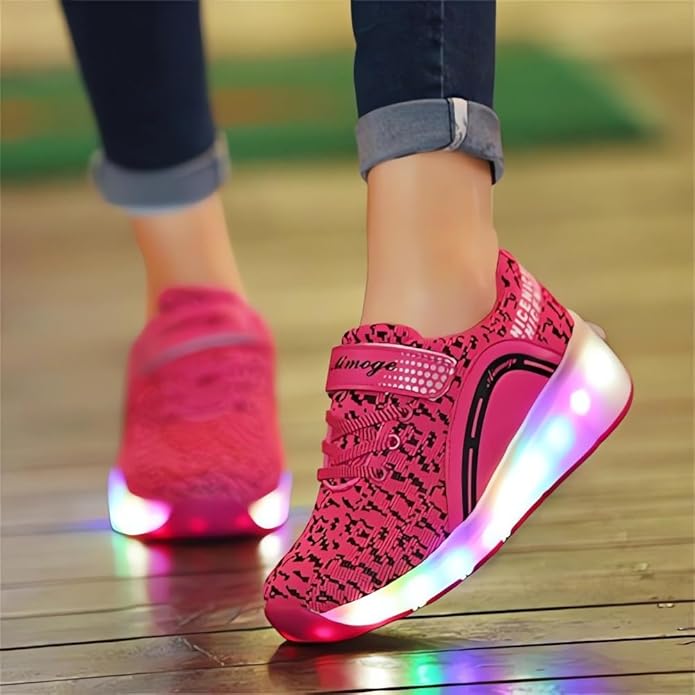 It often costs 1-2 hours to charge full and can bright for about 5-8 hours, Sneakers Wheels Shoes USB Charging Light Up Roller Skates Kids