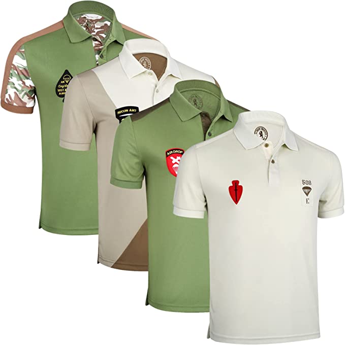 Mens Striped Short Sleeve Polo Shirts 4 Pack