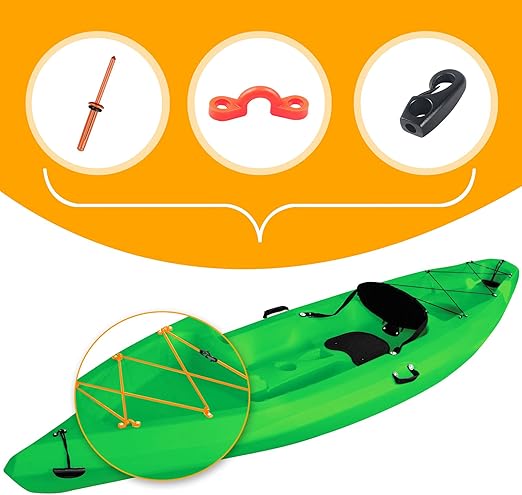 Slightly elastic nylon strap is helpful for paddling and you can install it yourself. Kayak Stretch String Rope with Bungee Hooks with 32PCS Tri-Grip Rivets and 16 C-Shaped