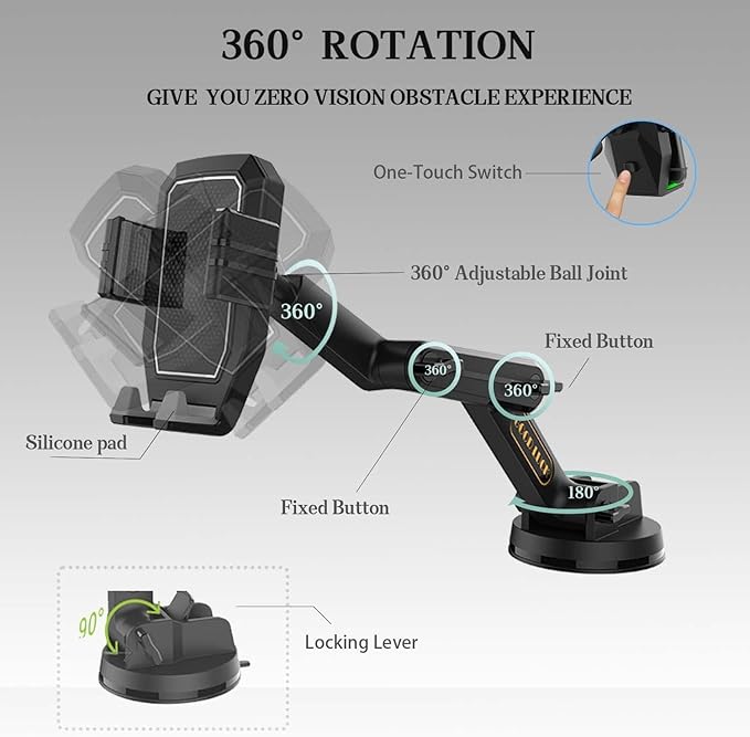 Quick access to your device without cramping your console – just how a trucker likes it. Heavy Duty Super Suction Cup, Cell Phone Holder for Truck Dashboard Windshield 16.9