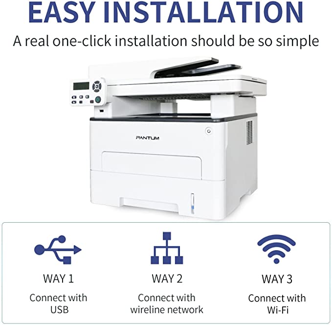 Pantum M7107DW Multifunction Laser Printer Scanner Copier 3 in 1, Wireless Monochrome Printer Black and White