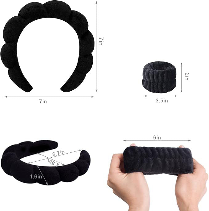 Cute & comfortable, our scrunchy knot headband features a sturdy plastic core & soft terry cloth cover twisted into a croissant,  Girls Skincare Makeup Removal Bubble Soft Terry Towel Cloth Non Slip Thick Puffy