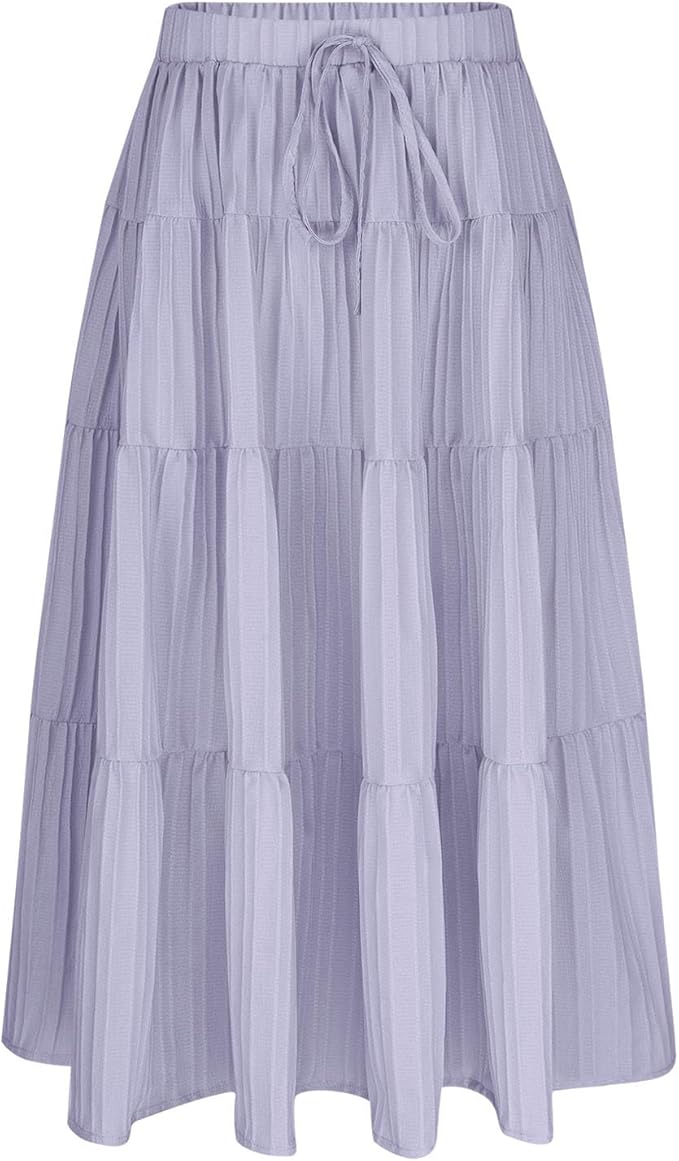 Long Skirt for Girls Long Sport Athletic Running Thin Bow Tie Flowy Pleated Tie Knot Plain Skirt Girls 2025 Clothing Trendy Country Concert Y2K