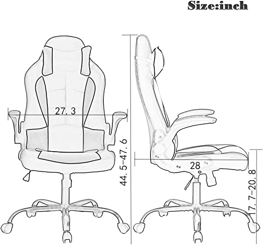 aming Chair, Computer Chair with Footrest and Lumbar Support, Height Adjustable Gaming Chair Seat and Headrest for Office or Gaming