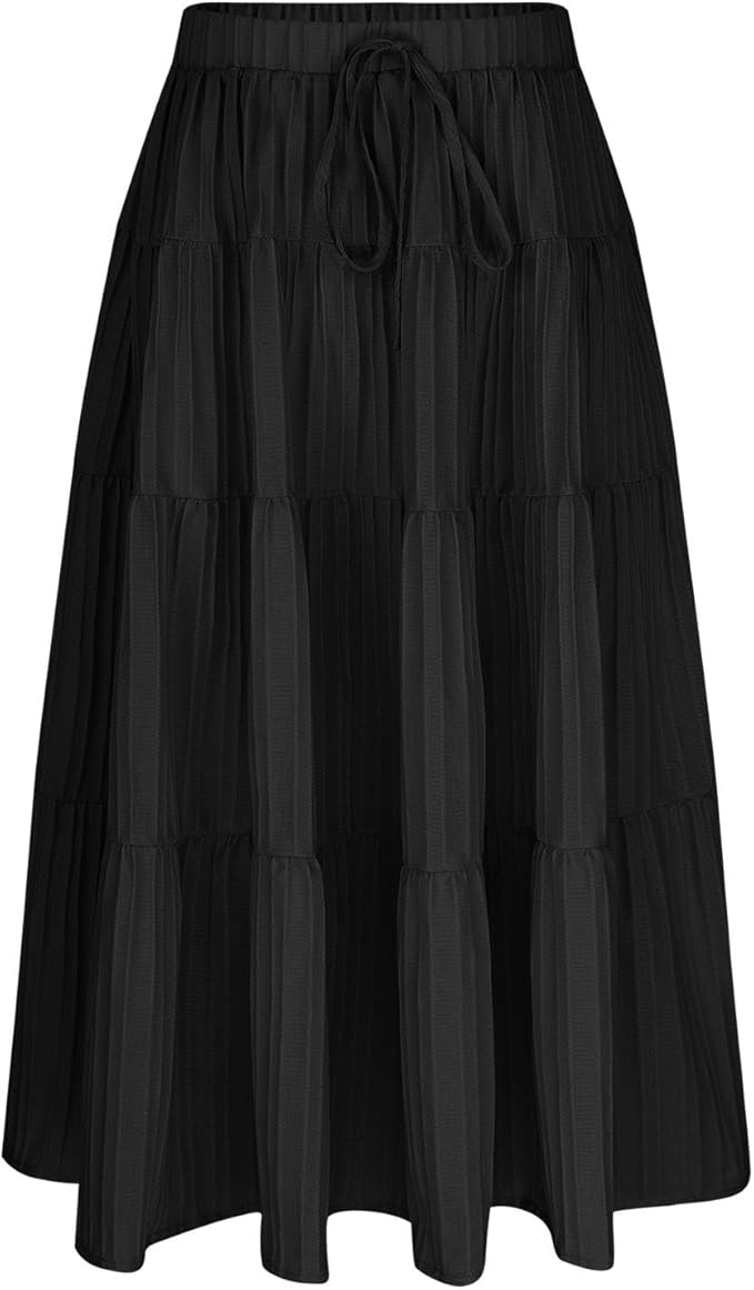 Cute and fashion casual summer style, classic ruffle hem design, with basic solid plain color, Girls Long Long Sport Gym Jogger Thin Bow Tie Flowy Ruched Tie Knot Basic Skirts Girl