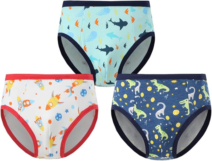 PACK OF 12 high-quality cotton, very soft, greatly enhancing its comfort and breathability.Boys Briefs Toddler Underwear Cotton Dinosaur