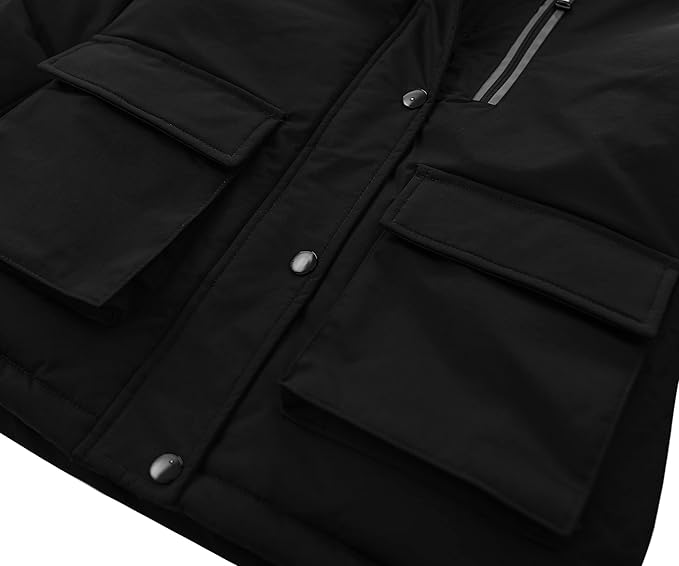 Kids waterproof jacket features a reflective strip for safety, zippered pockets for storage, windproof elastic cuffs for warm, smooth waterproof zippers, a big hood that protect your child from rain