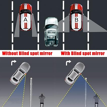 HD Glass Frameless Stick on Adjustabe Convex Wide Angle Rear View Blind Spot,  2.76