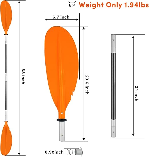 Kayak Oars Boat Paddles for Adults with Paddle Leash, Heavy Duty Aluminum Alloy Shaft Float Lightweight Detachable Adjustable Kayak Oars