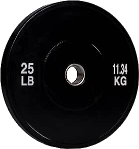 Barbell Black Rubber Bumper Plate, 25-Lbs